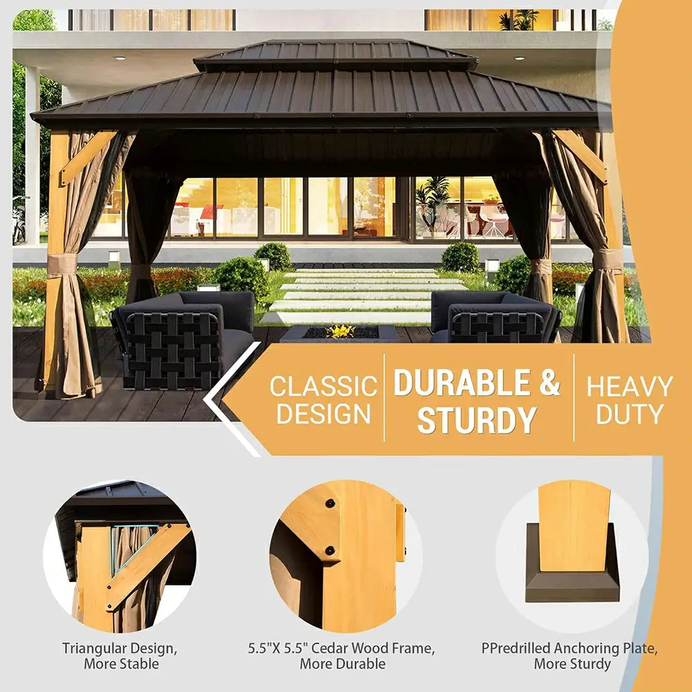 Domi Outdoor Living wood gazebo#size_10' x 14'