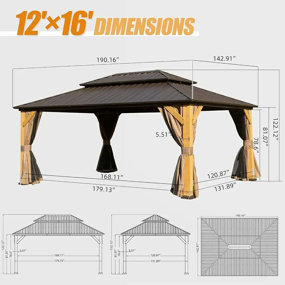 Domi Outdoor Living wood gazebo#size_12' x 16'