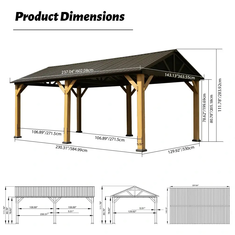 Domi Outdoor Living wood gazebo#size_12'x20' Gable Roof