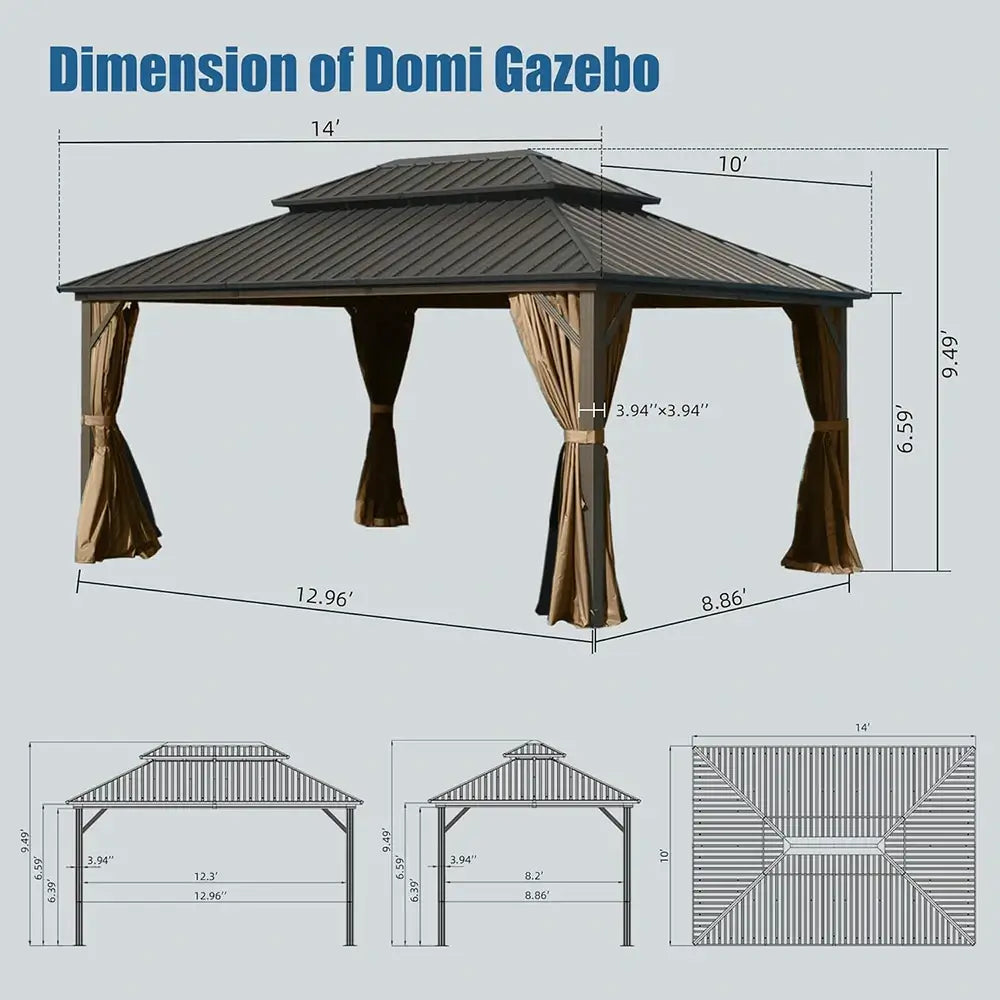 Domi outdoor living Hardtop gazebo#size_10'x14'