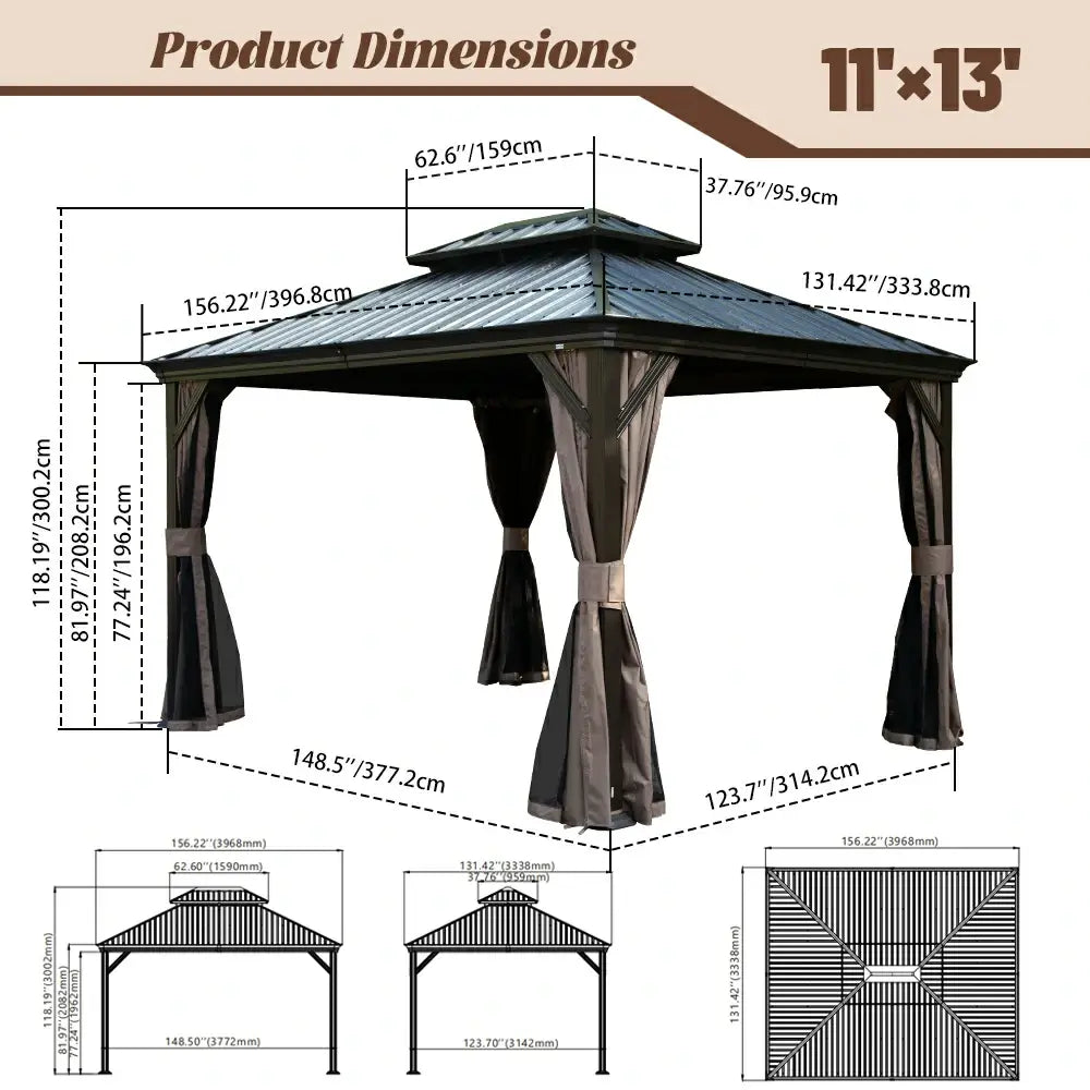 Domi outdoor living Hardtop gazebo#size_11'x13'