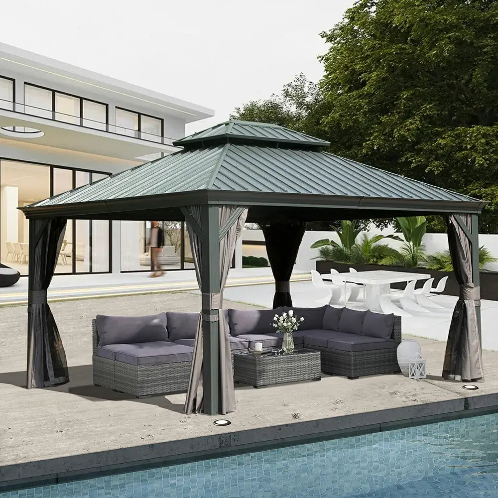 Domi Outdoor Living hardtop gazebo gray#size_10'x12'