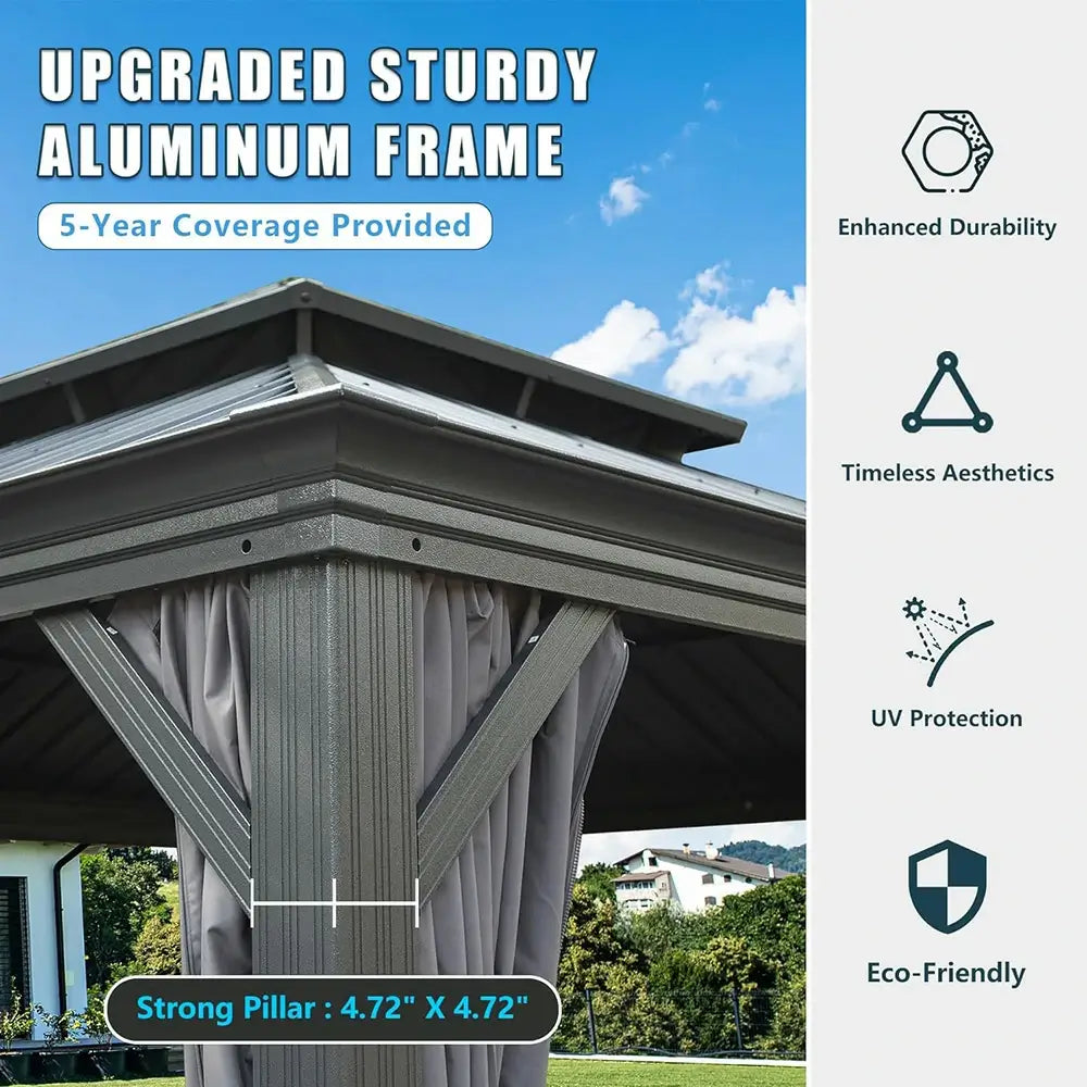 Domi Outdoor Living hardtop gazebo gray#size_10'x14'