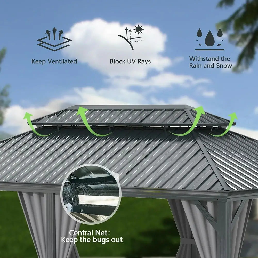 Domi Outdoor Living hardtop gazebo gray#size_14'x20'