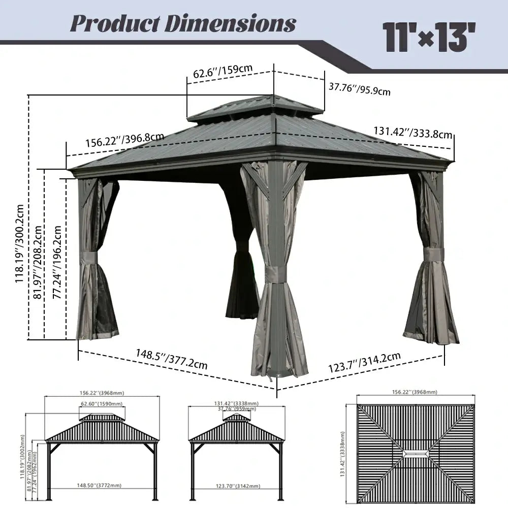 Domi outdoor living Hardtop gazebo#size_11'x13'