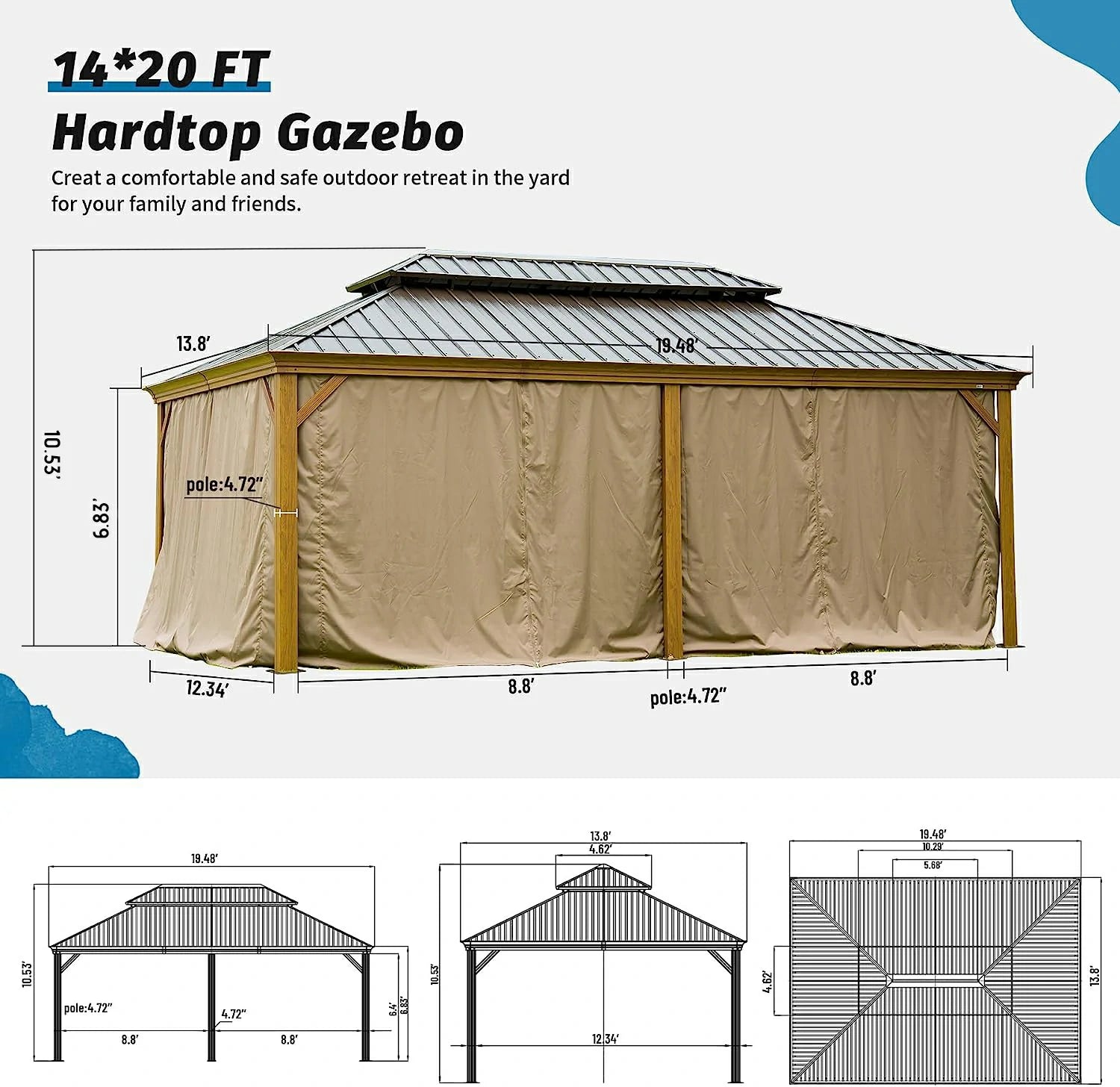 Domi Outdoor Living Hardtop Gazebo#size_14'x20'