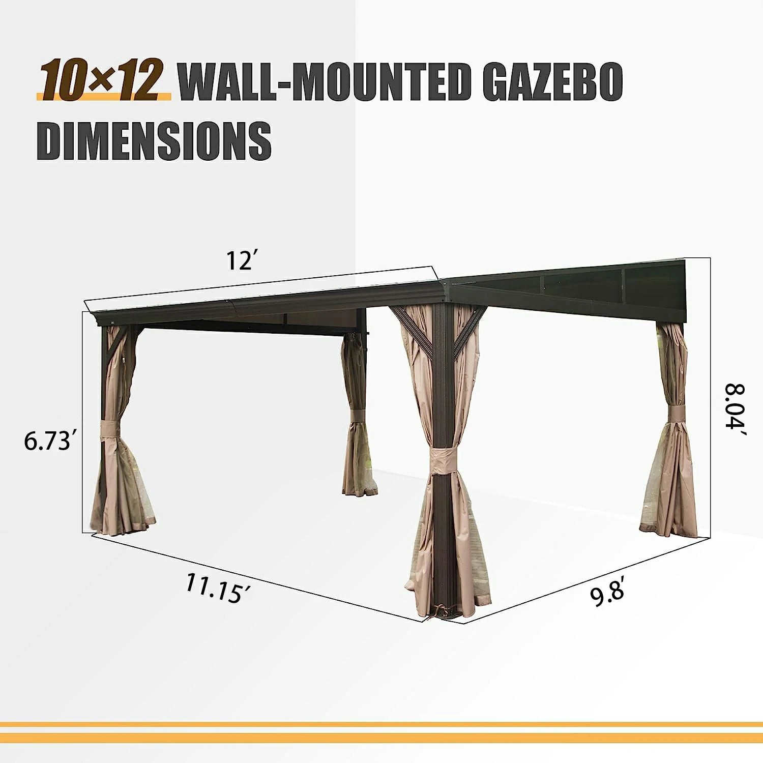 Domi Outdoor Living Wall-Mounted Hardtop Gazebo#size_10' x 12'