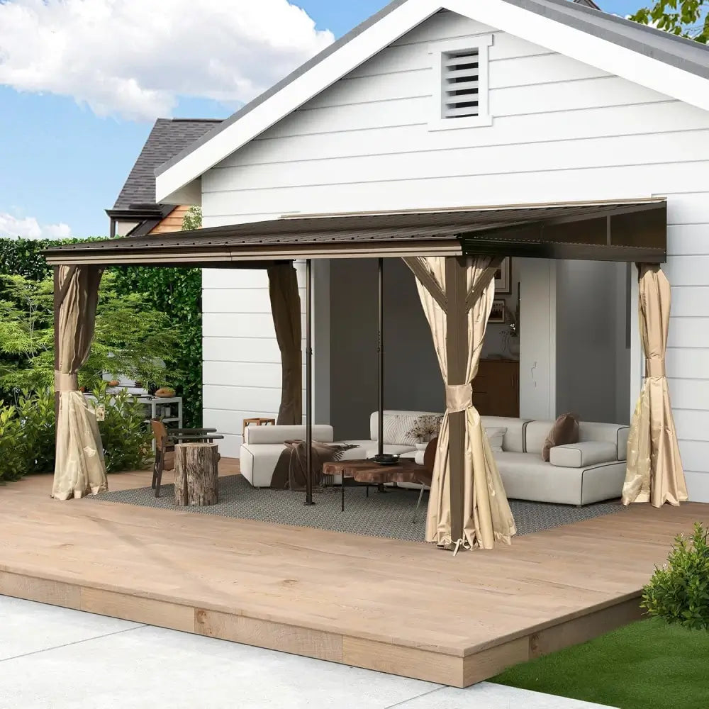 Domi Outdoor Living Wall-Mounted Hardtop Gazebo#size_10' x 14'