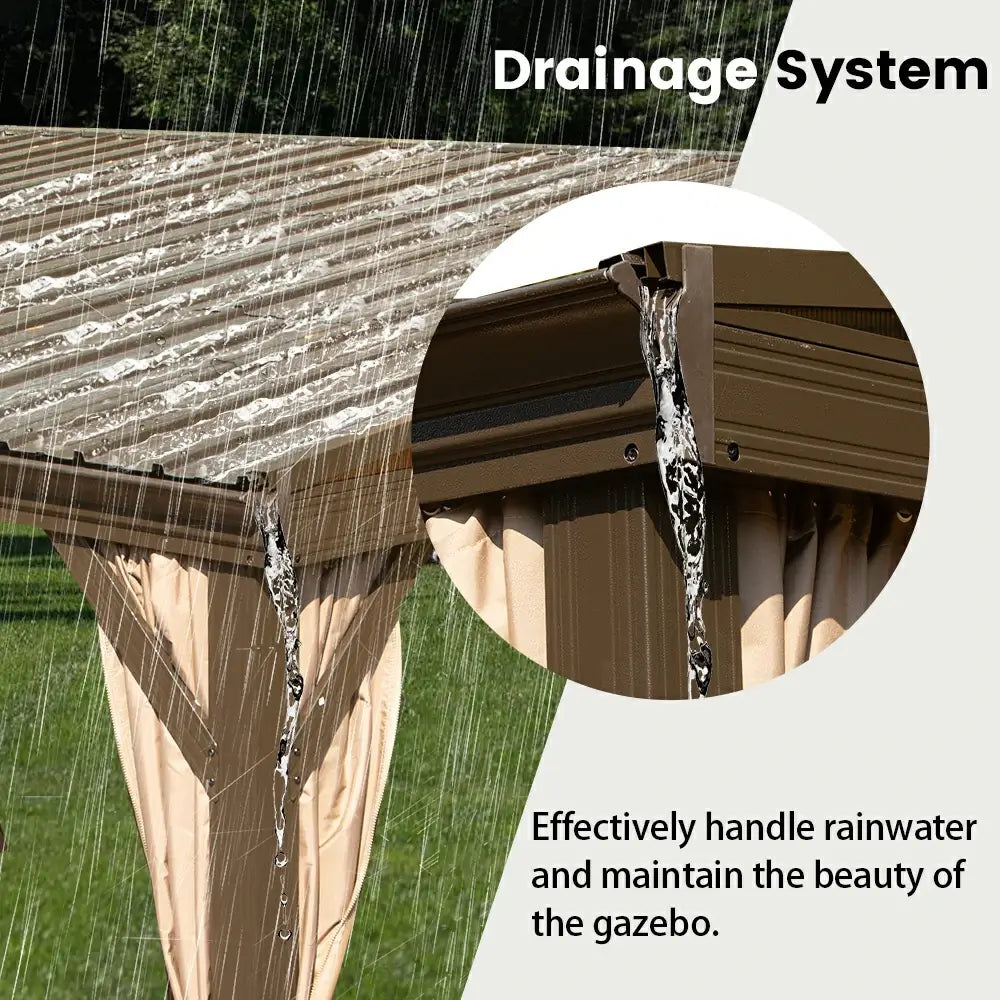 Domi Outdoor Living Wall-Mounted Hardtop Gazebo#size_10' x 14'