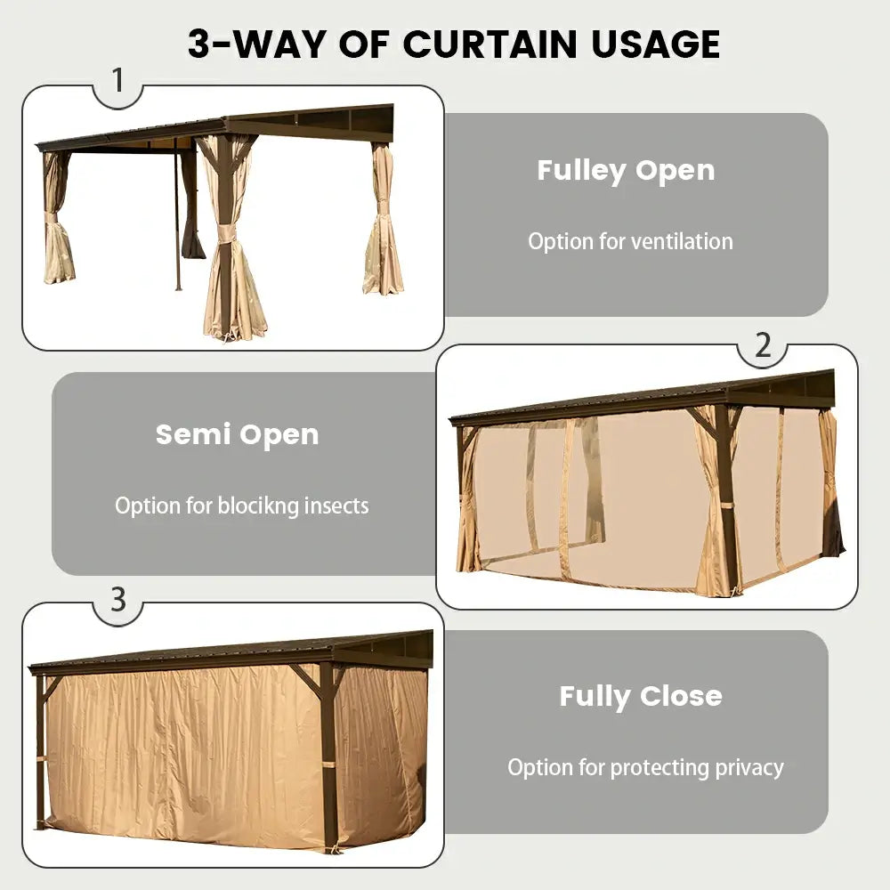 Domi Outdoor Living Wall-Mounted Hardtop Gazebo#size_10' x 14'