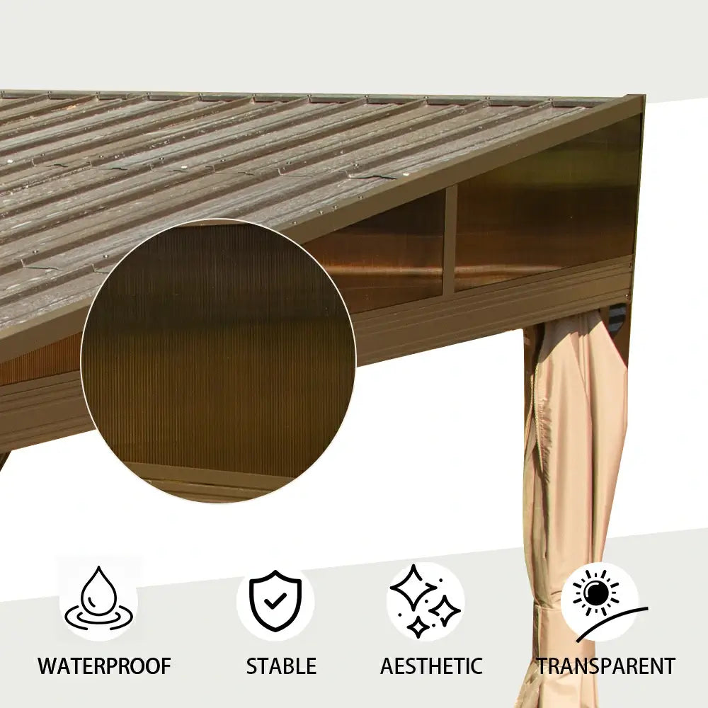 Domi Outdoor Living Wall-Mounted Hardtop Gazebo#size_10' x 14'