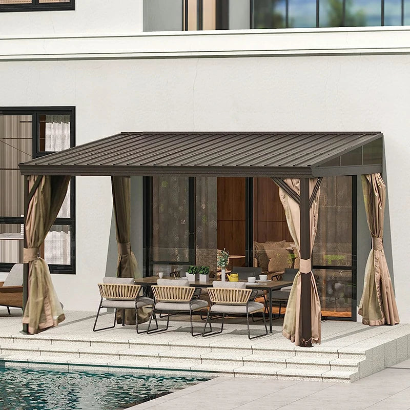 Domi Outdoor Living Wall-Mounted Hardtop Gazebo#size_12' x 14'