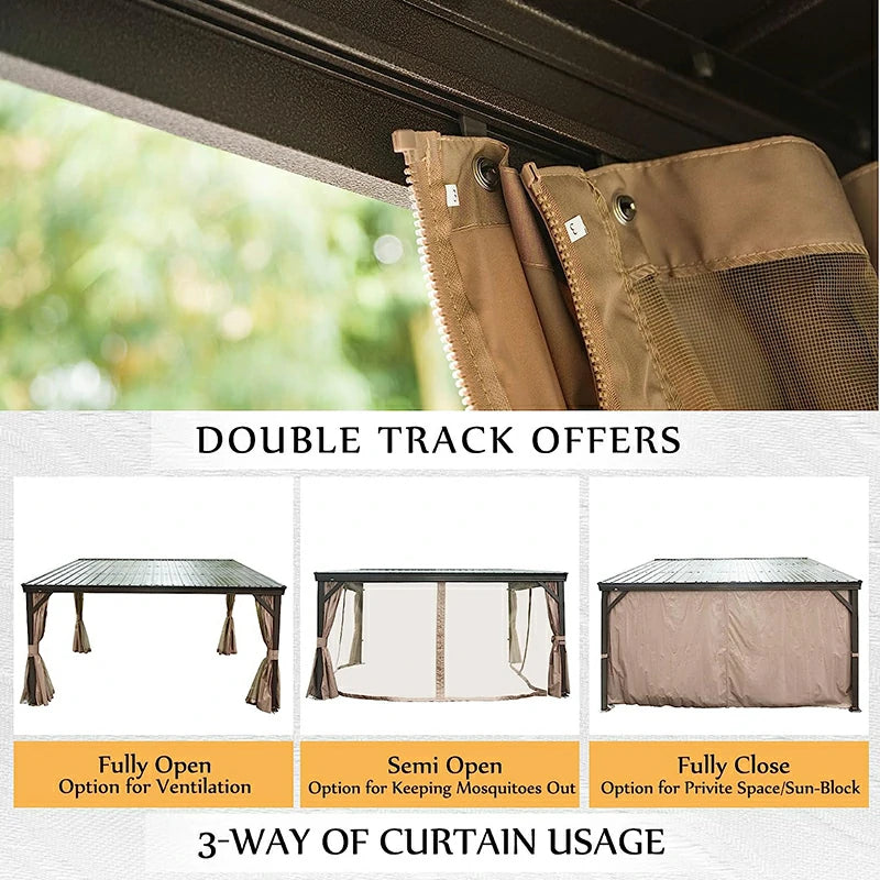 Domi Outdoor Living WallMounted Hardtop Gazebo with Drainage Gutters