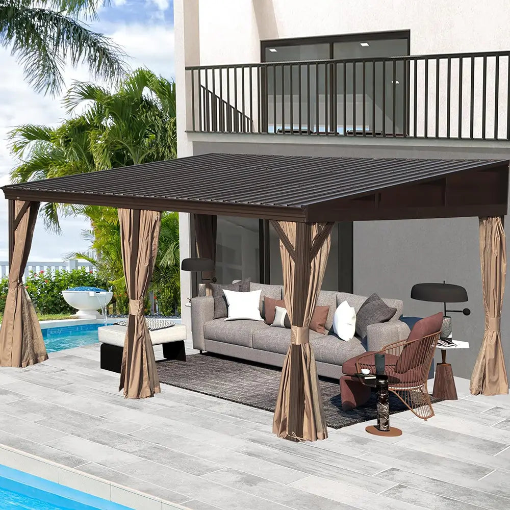 Domi Outdoor Living Wall-Mounted Hardtop Gazebo#size_12' x 16'