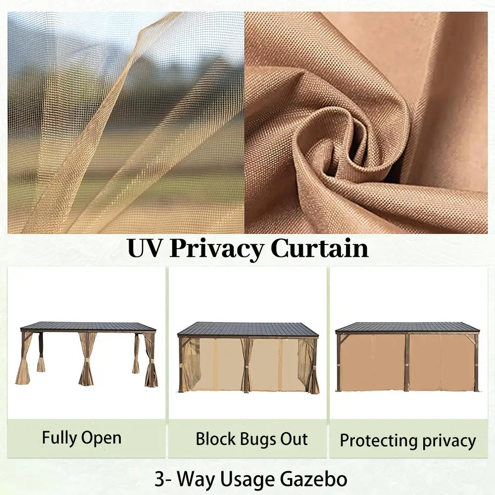 Domi Outdoor Living Wall-Mounted Hardtop Gazebo#size_12' x 16'