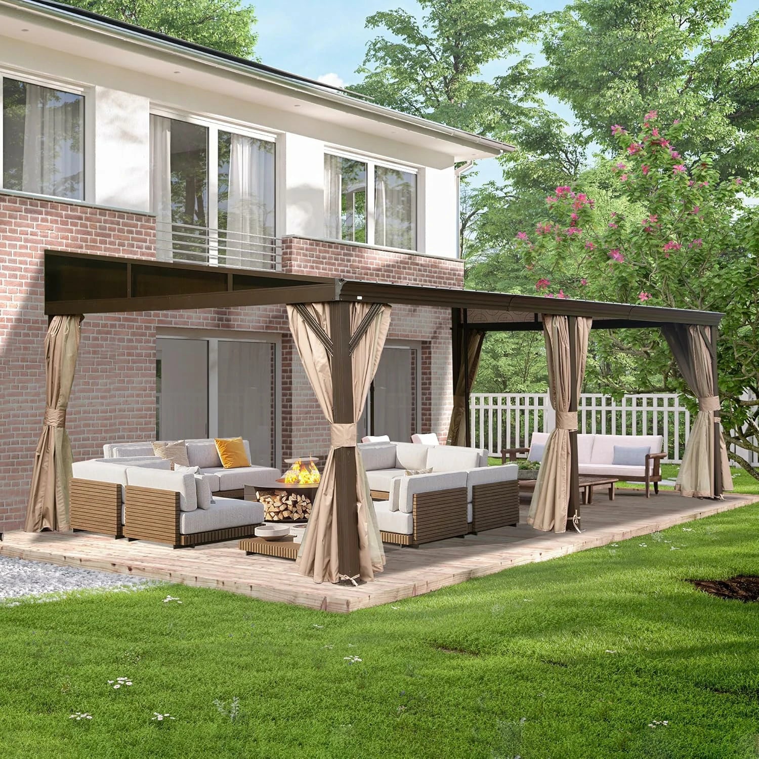 Domi Outdoor Living Wall-Mounted Hardtop Gazebo#size_12' x 20'