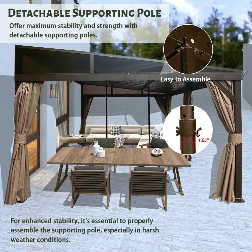 Domi Outdoor Living Wall-Mounted Hardtop Gazebo#size_12' x 20'