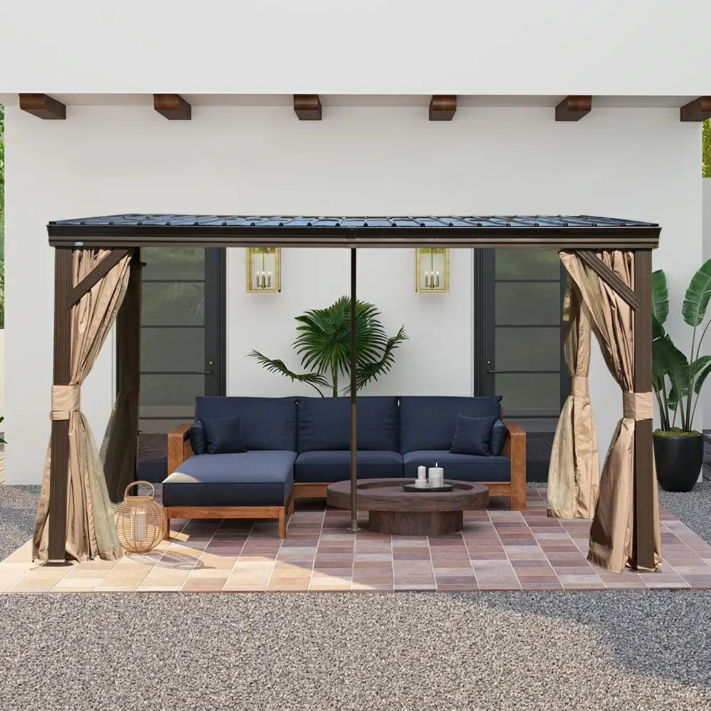 Domi Outdoor Living Wall-Mounted Hardtop Gazebo#size_8' x 12'
