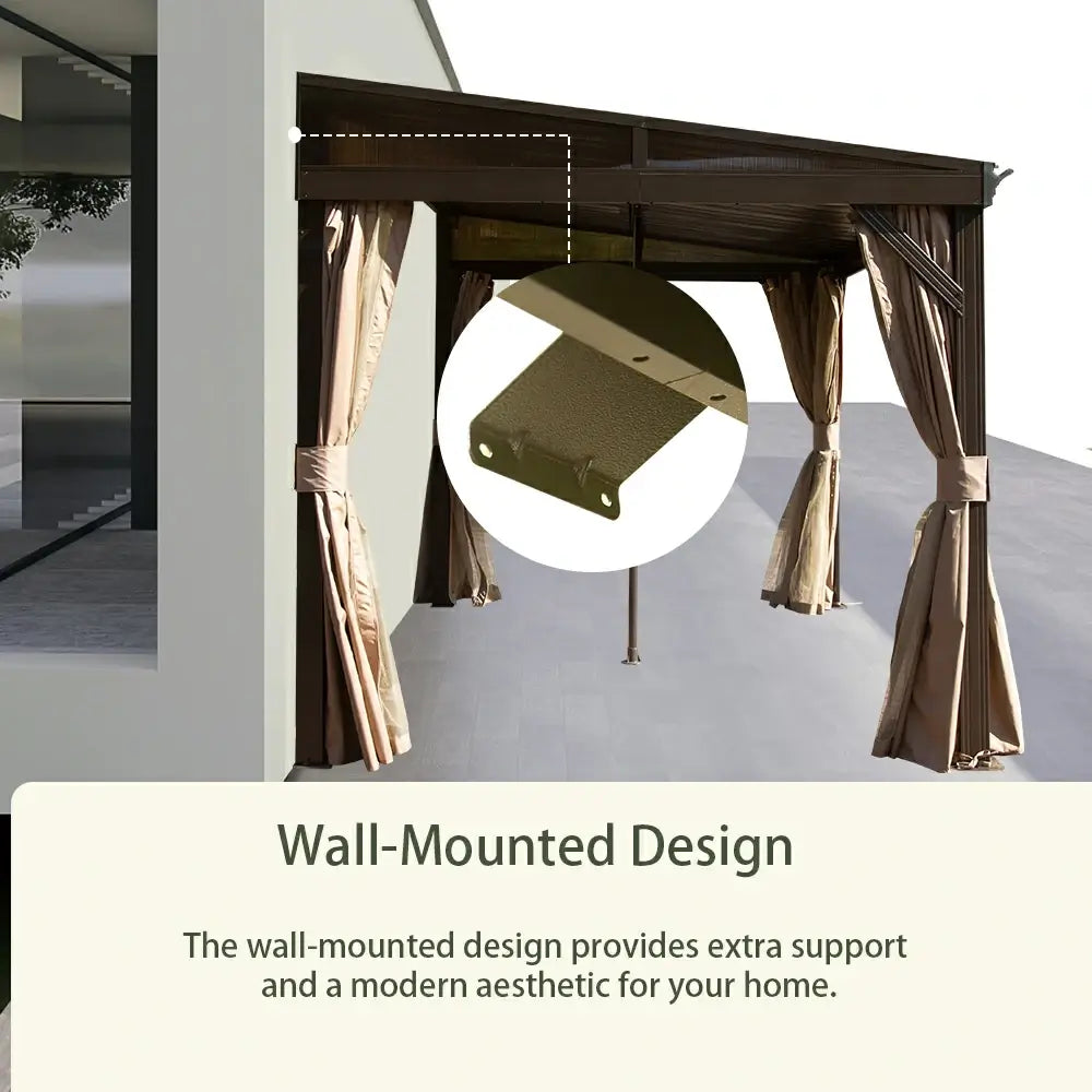 Domi Outdoor Living Wall-Mounted Hardtop Gazebo#size_8' x 12'