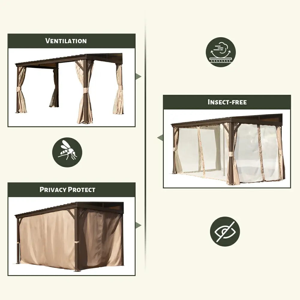 Domi Outdoor Living Wall-Mounted Hardtop Gazebo#size_8' x 12'