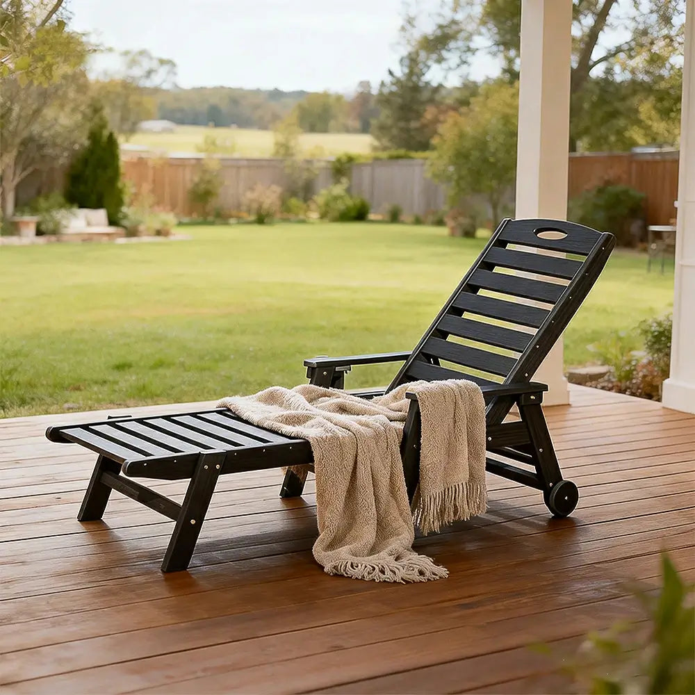 Domi Outdoor Living HDPE Chaise Lounge#color_black