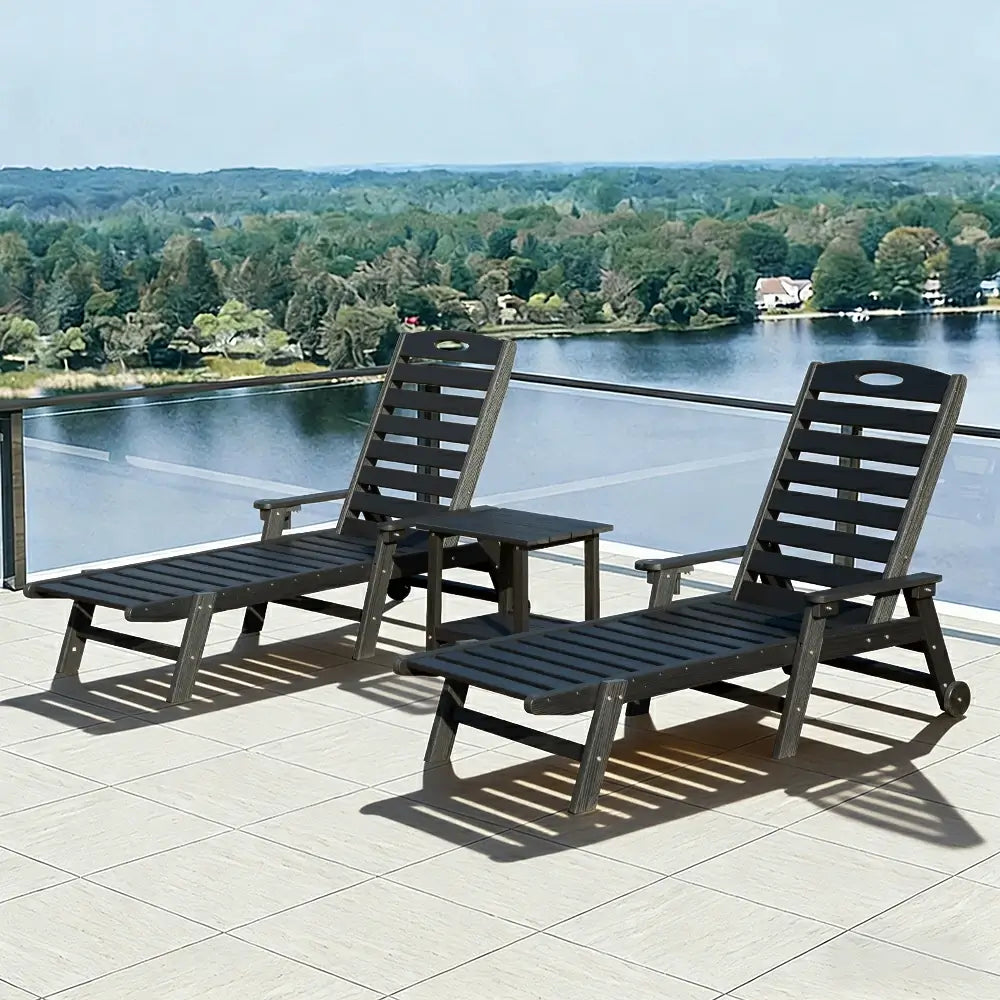 Domi Outdoor Living HDPE Chaise Lounge#color_black