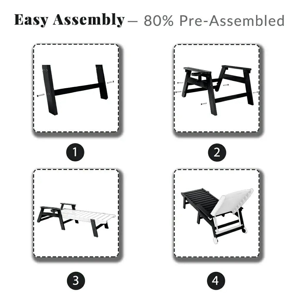 Domi Outdoor Living HDPE Chaise Lounge#color_black