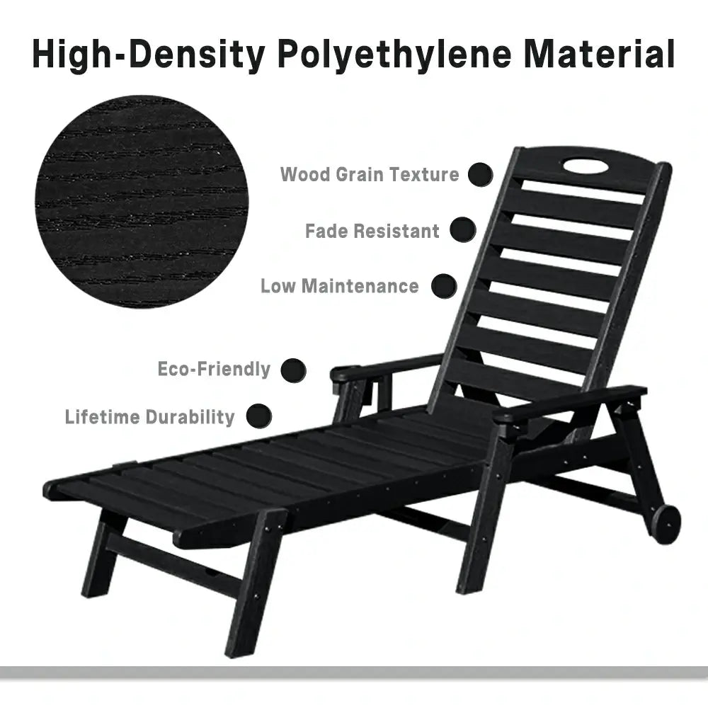 Domi Outdoor Living HDPE Chaise Lounge#color_black