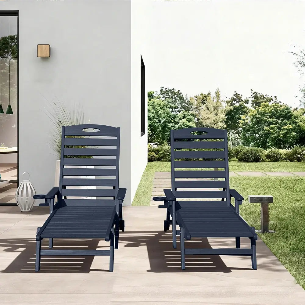 Domi Outdoor Living HDPE Chaise Lounge#color_navy blue