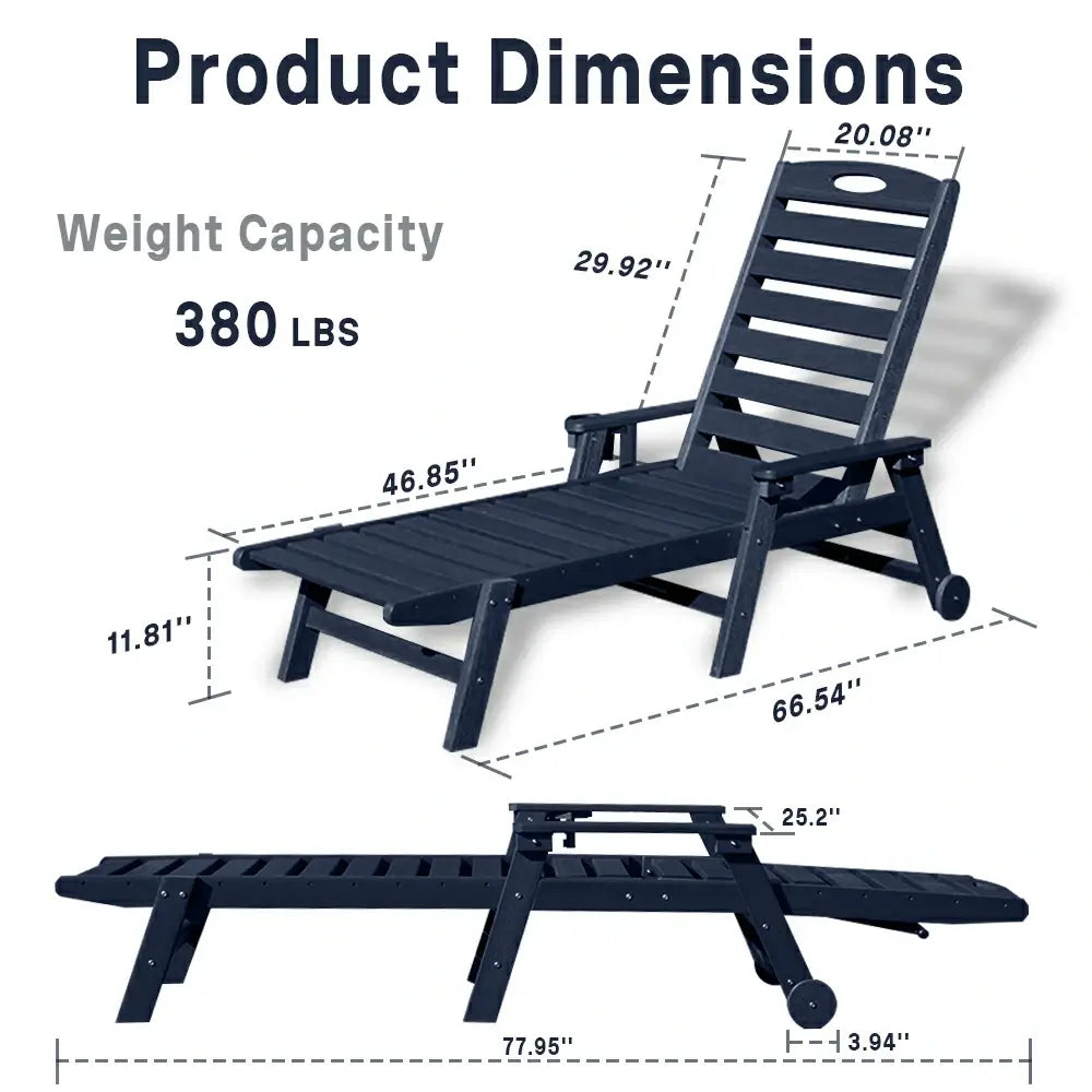 Domi Outdoor Living HDPE Chaise Lounge#color_navy blue