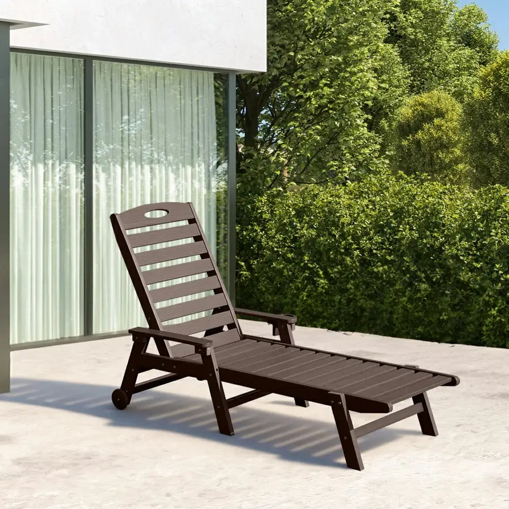 Domi Outdoor Living HDPE Chaise Lounge#color_brown