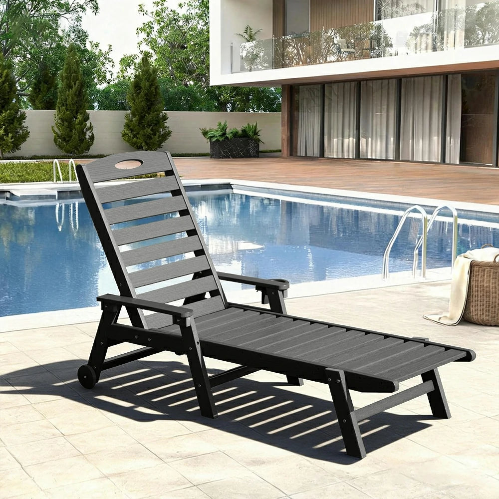 Domi Outdoor Living HDPE Chaise Lounge#color_gray