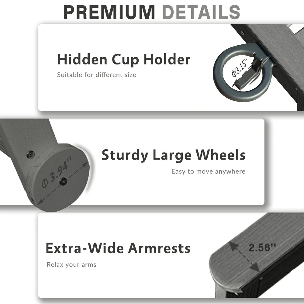 Domi Outdoor Living HDPE Chaise Lounge#color_gray