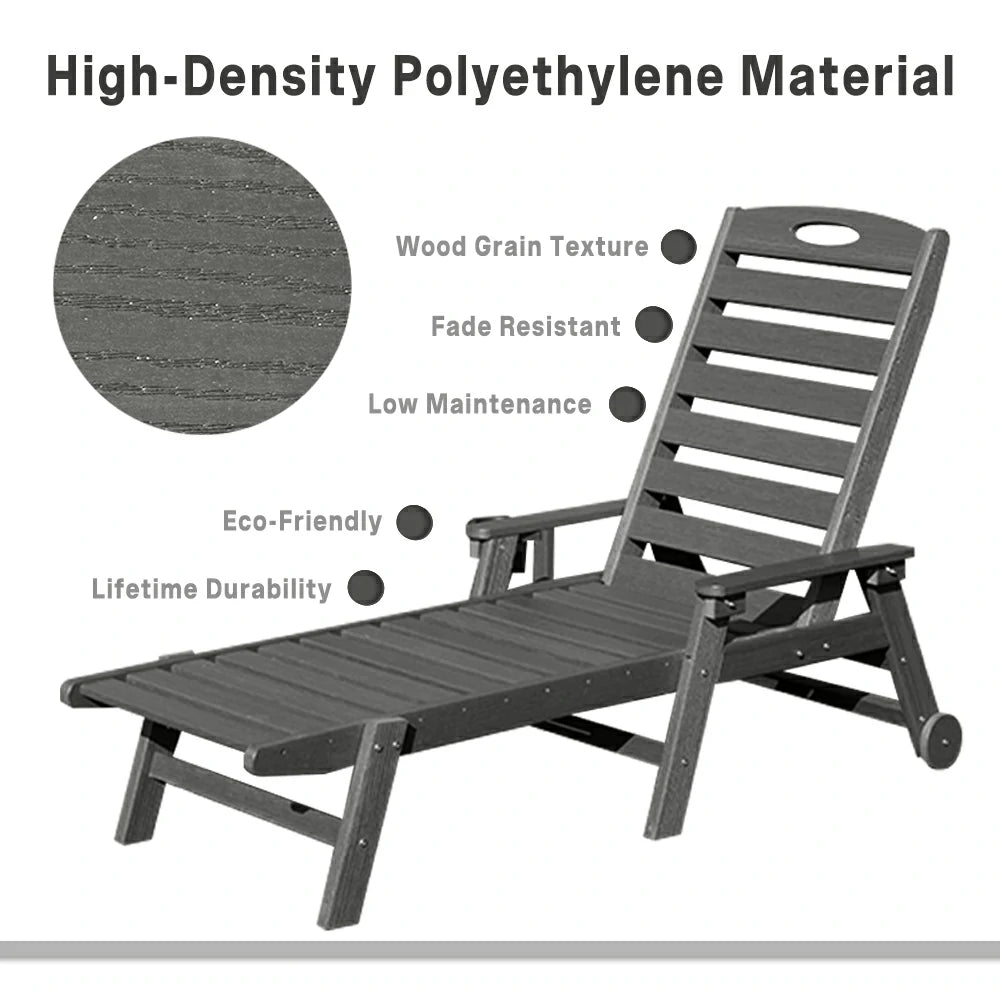 Domi Outdoor Living HDPE Chaise Lounge#color_gray