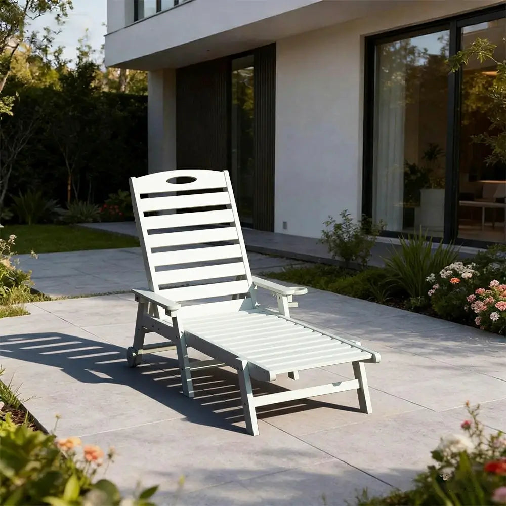 Domi Outdoor Living HDPE Chaise Lounge#color_white