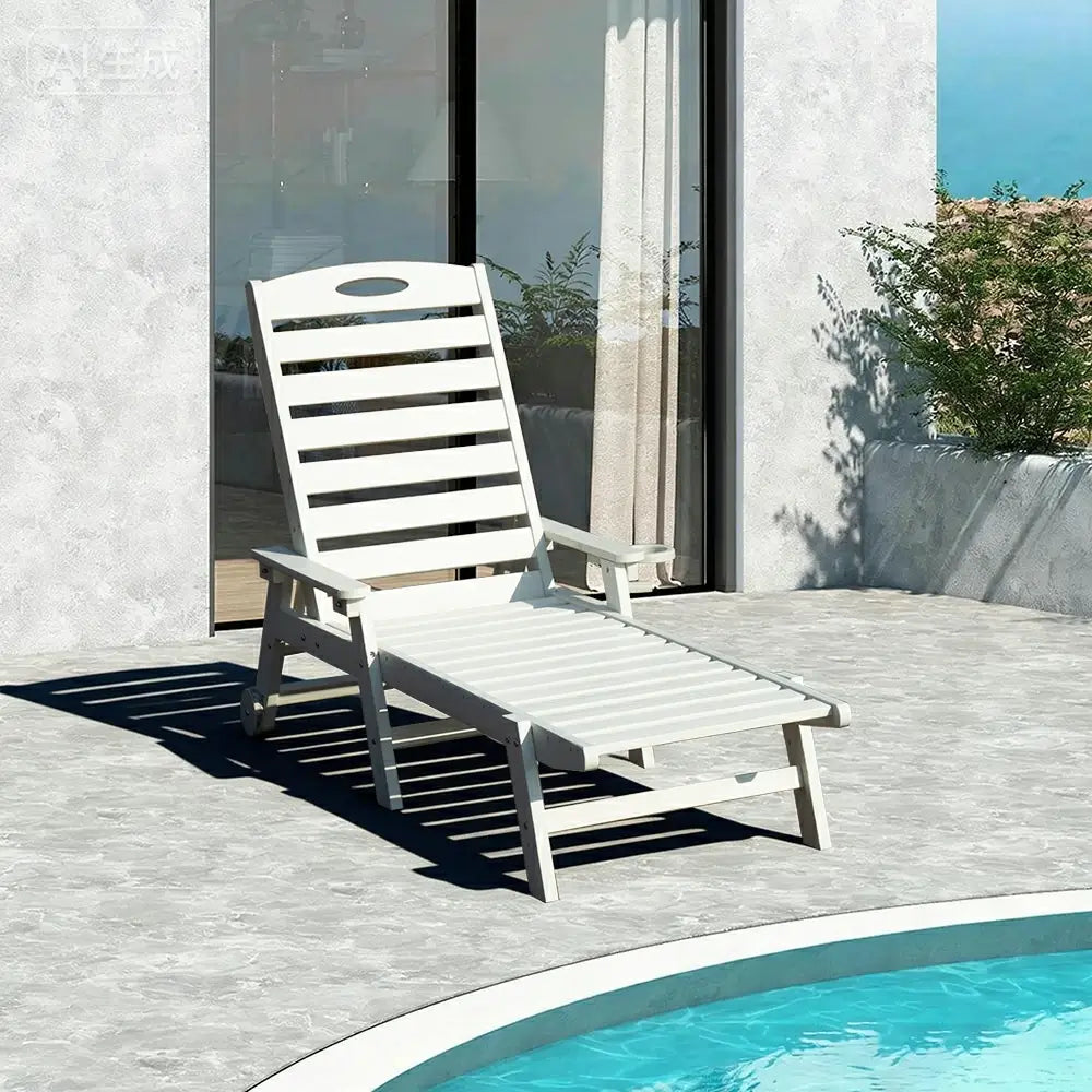 Domi Outdoor Living HDPE Chaise Lounge#color_white