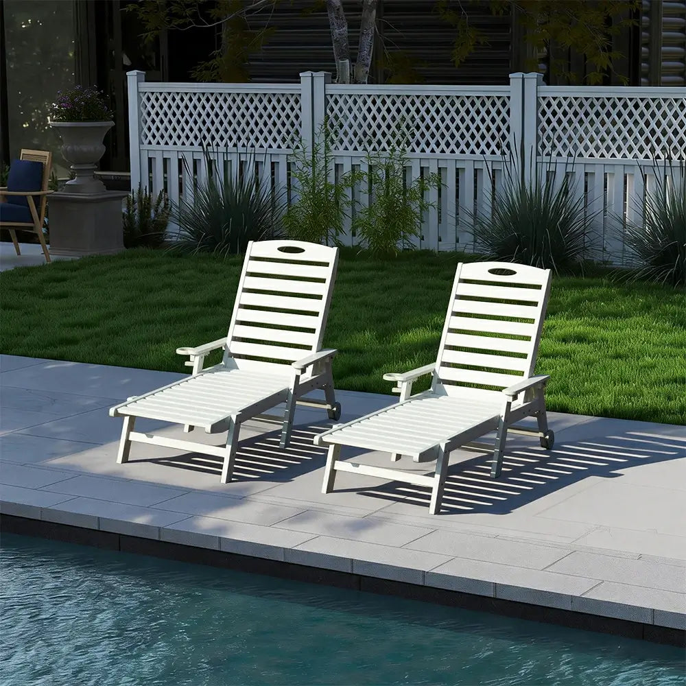 Domi Outdoor Living HDPE Chaise Lounge#color_white