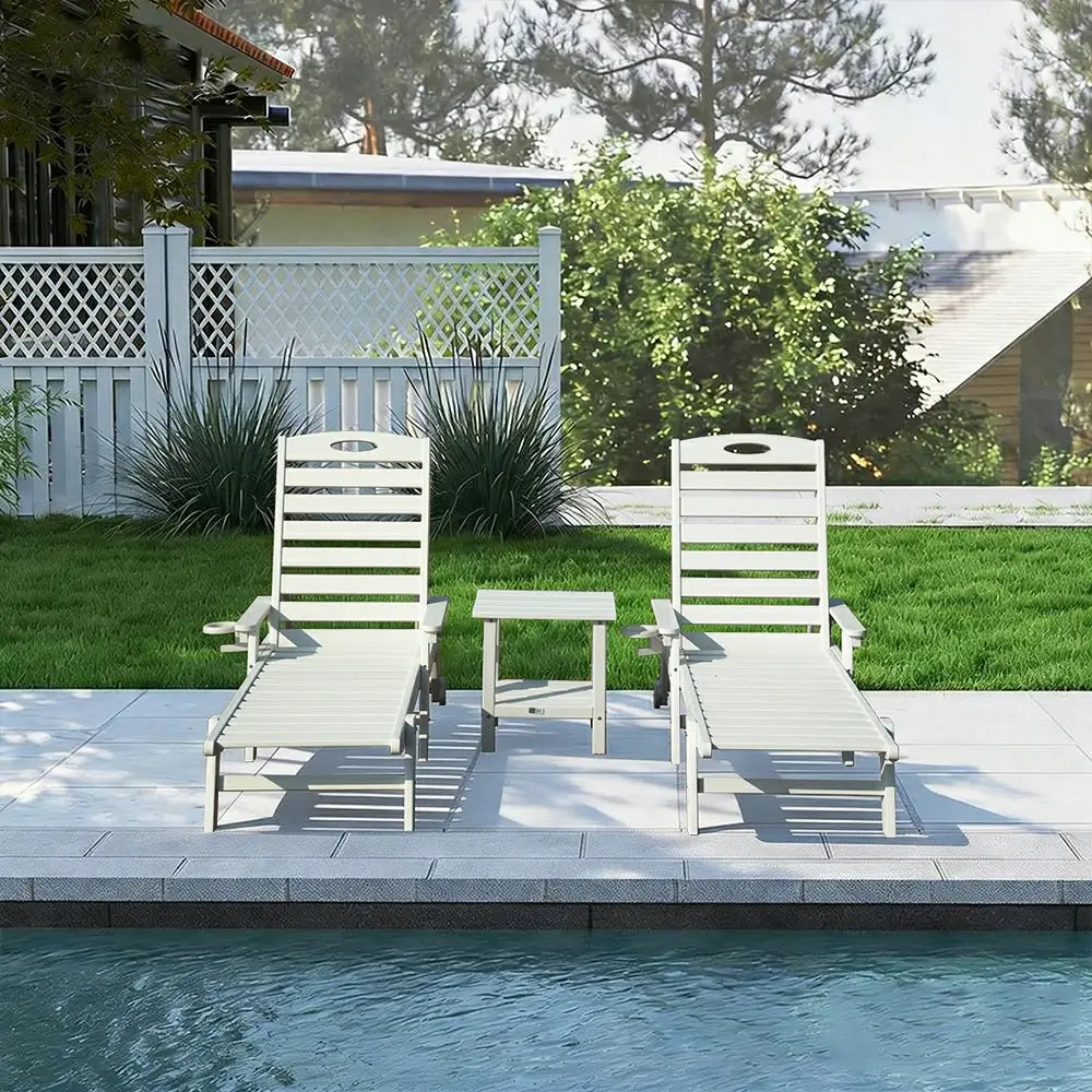 Domi Outdoor Living HDPE Chaise Lounge#color_white