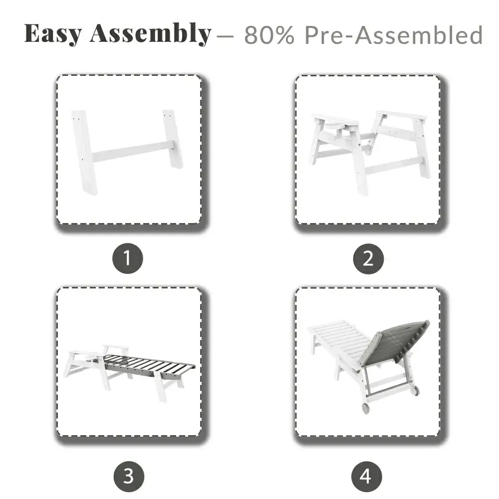 Domi Outdoor Living HDPE Chaise Lounge#color_white