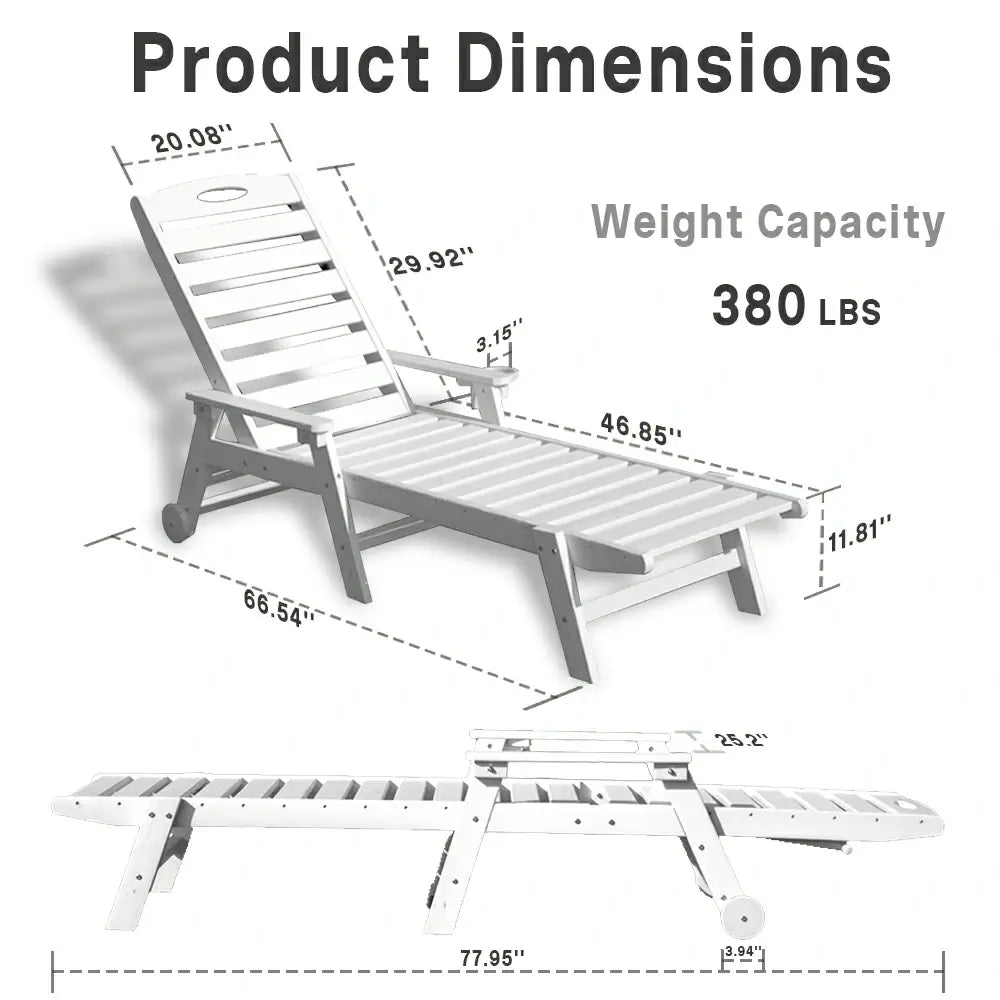 Domi Outdoor Living HDPE Chaise Lounge#color_white