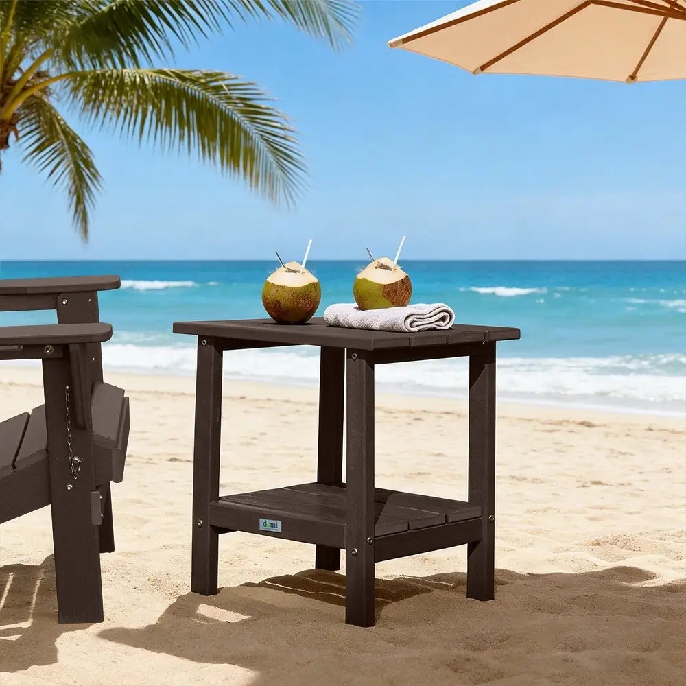 Domi Outdoor Living HDPE Side Table#color_brown