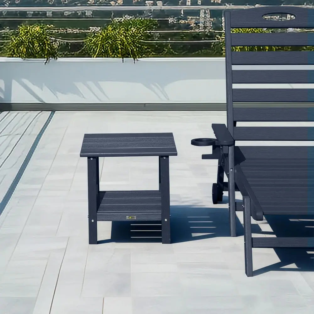 Domi Outdoor Living HDPE Side Table#color_navy blue