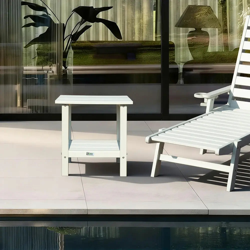 Domi Outdoor Living HDPE Side Table#color_white