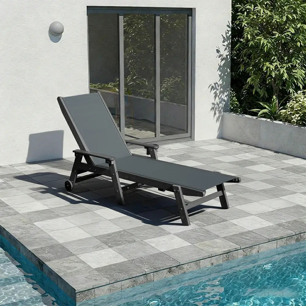 Domi Outdoor Living HDPE Sling Chaise Lounge#color_dark gray