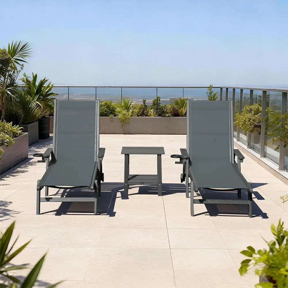 Domi Outdoor Living HDPE Sling Chaise Lounge#color_dark gray