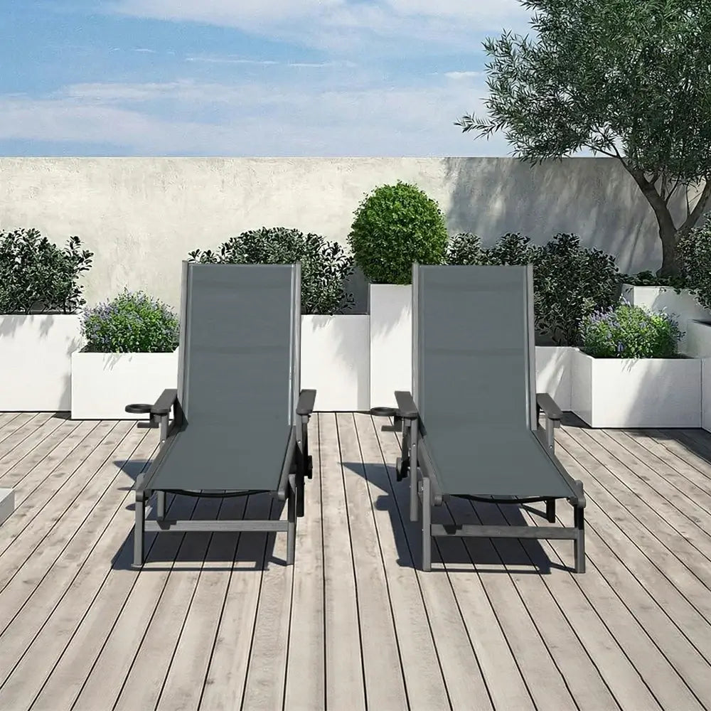Domi Outdoor Living HDPE Sling Chaise Lounge#color_dark gray