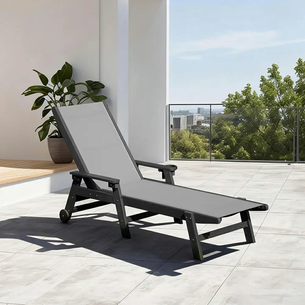 Domi Outdoor Living HDPE Sling Chaise Lounge#color_gray