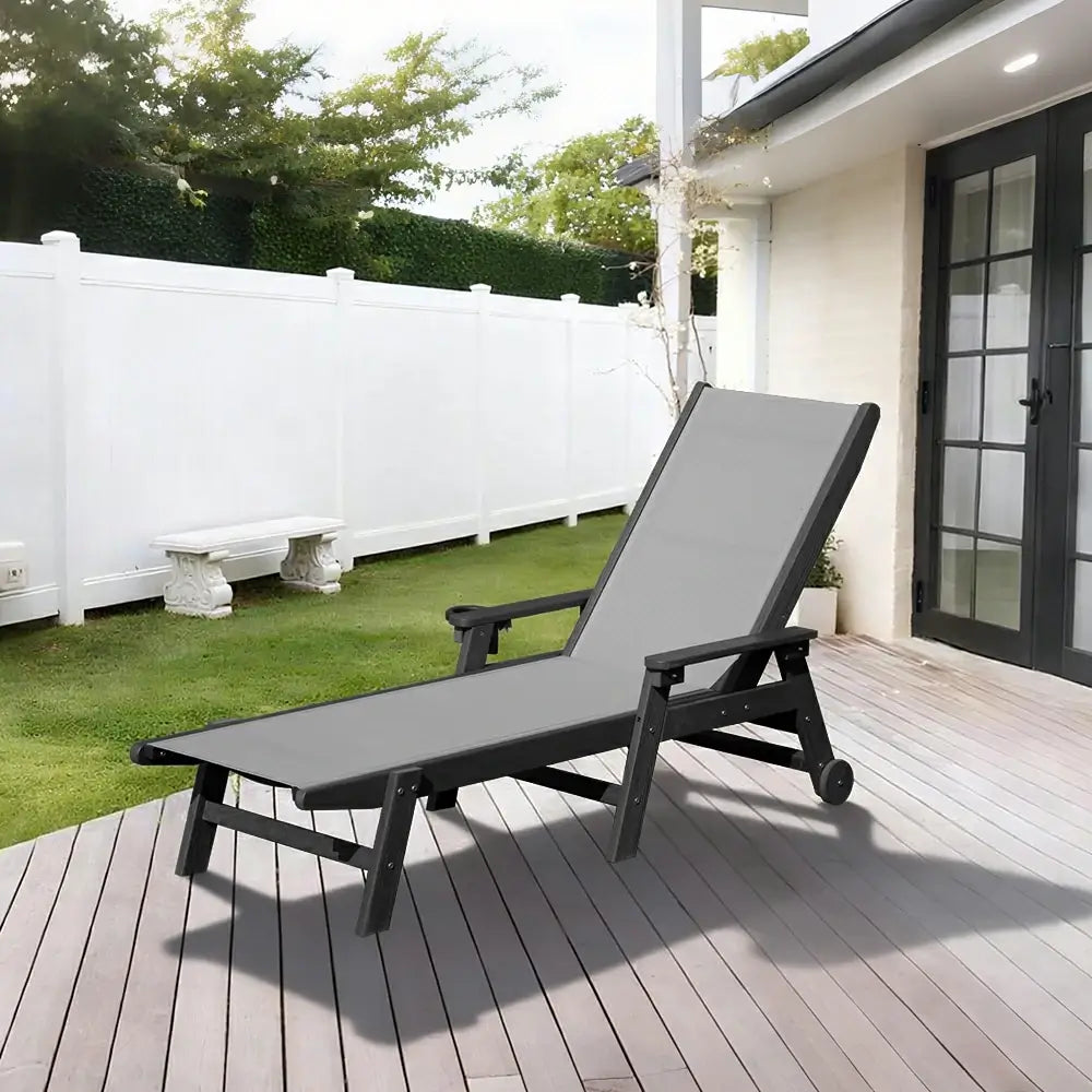 Domi Outdoor Living HDPE Sling Chaise Lounge#color_gray