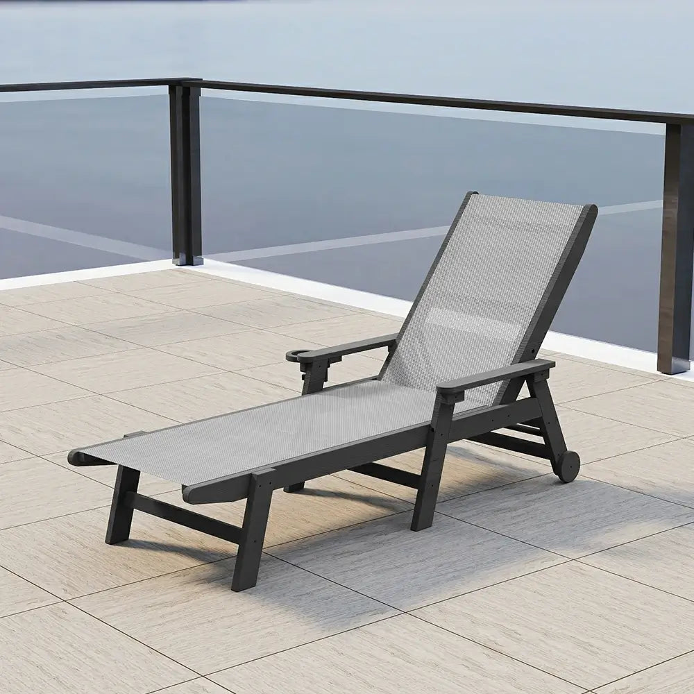 Domi Outdoor Living HDPE Sling Chaise Lounge#color_gray