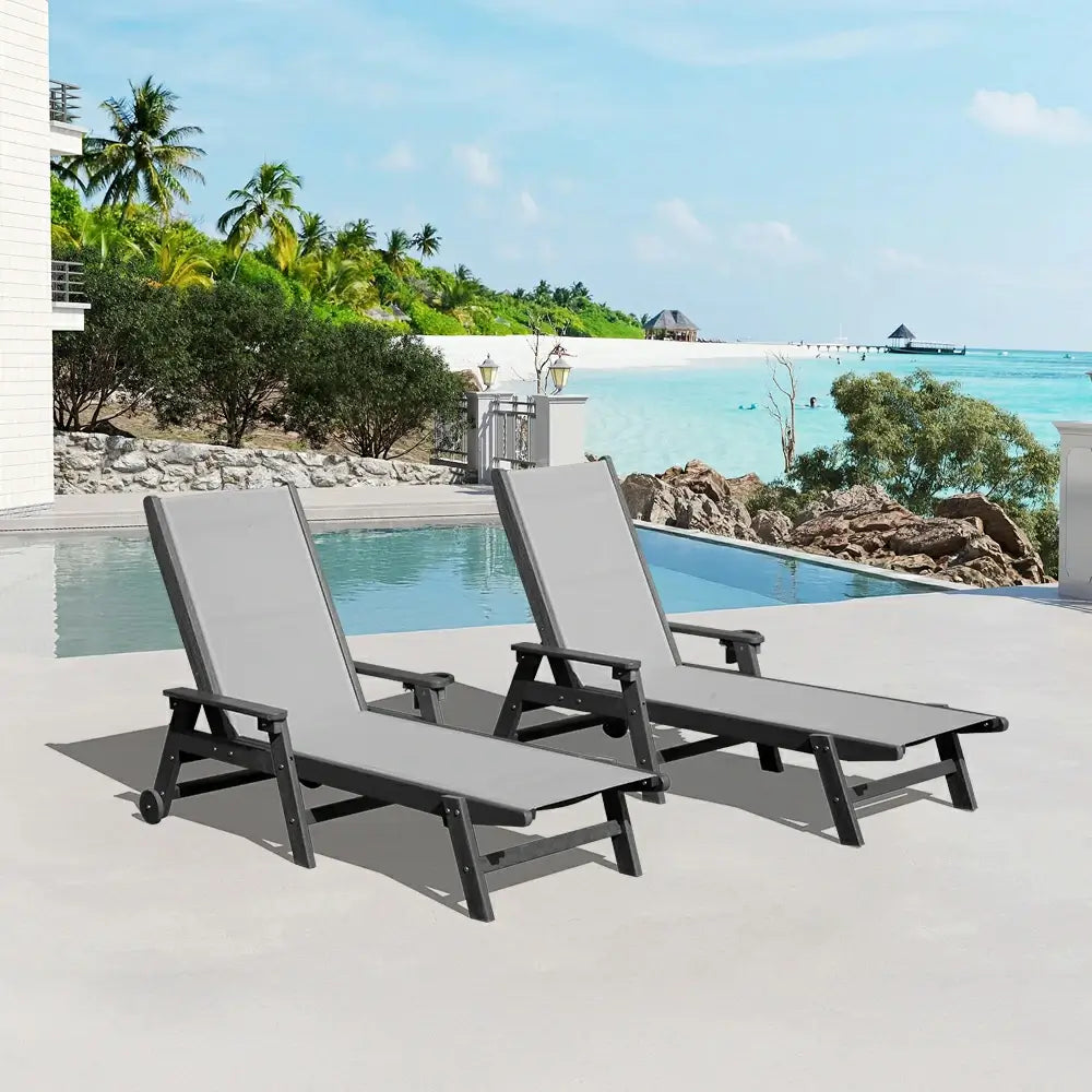 Domi Outdoor Living HDPE Sling Chaise Lounge#color_gray